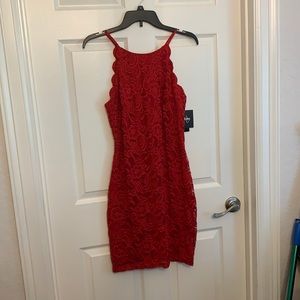 Red lace dress